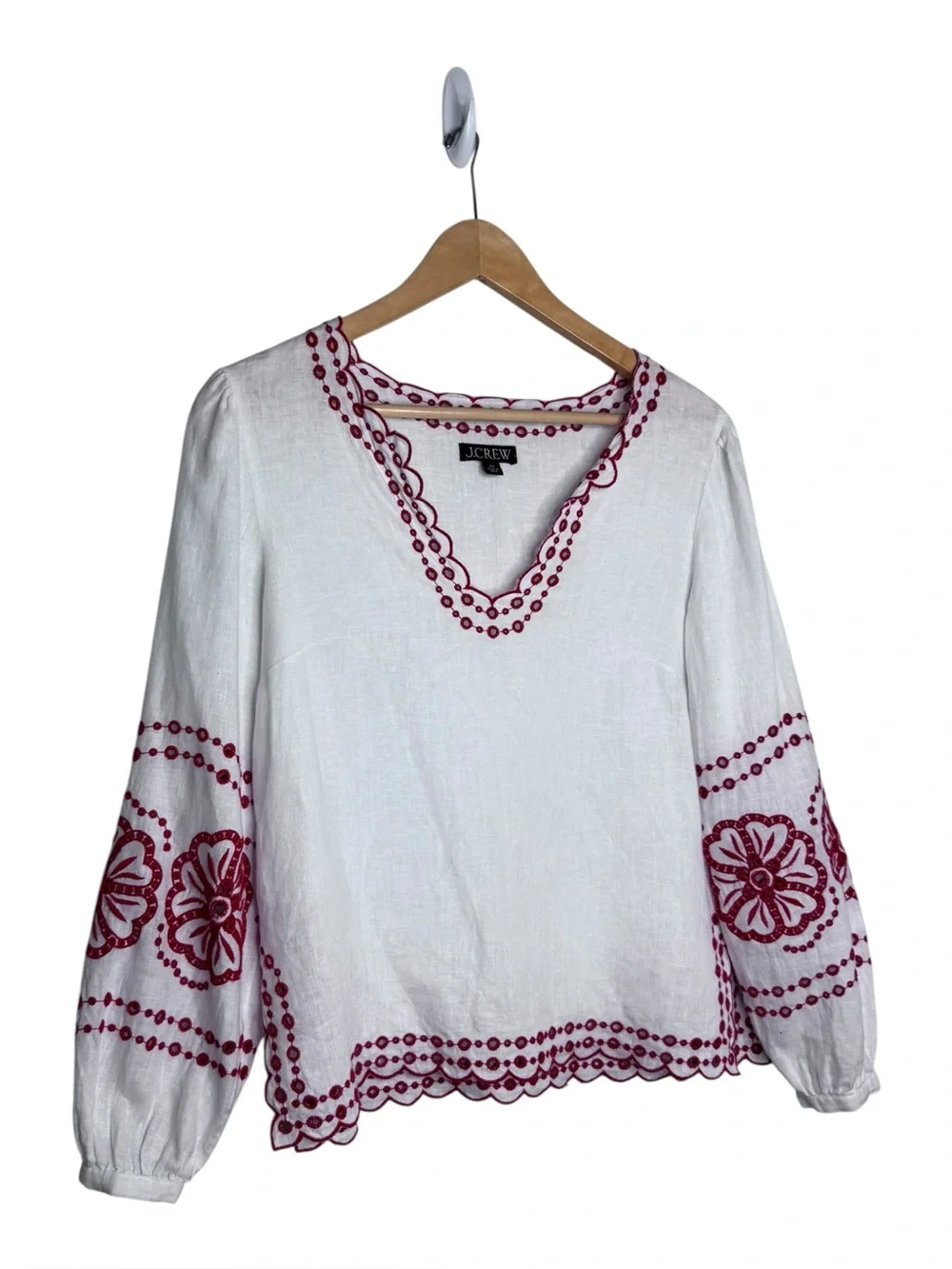 J. Crew Bungalow embroidered top in linen XS - Picture 5 of 9